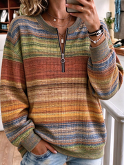 Vintage Abstract Stripes Crew Neck Long Sleeve Sweatshirt