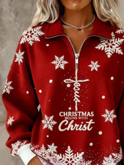 Vintage Christmas Shawl Collar Long Sleeve Sweatshirt