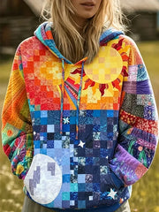 Vintage Geometric Hoodie Long Sleeve Hoodie