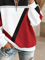 Casual Abstract Shawl Collar Long Sleeve Sweatshirt