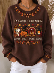 Casual Maple Leaf Crew Neck Long Sleeve Sweatshirt