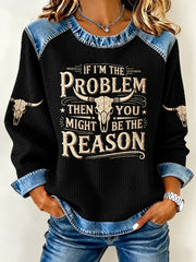 Vintage Text Letters Crew Neck Long Sleeve Sweatshirt