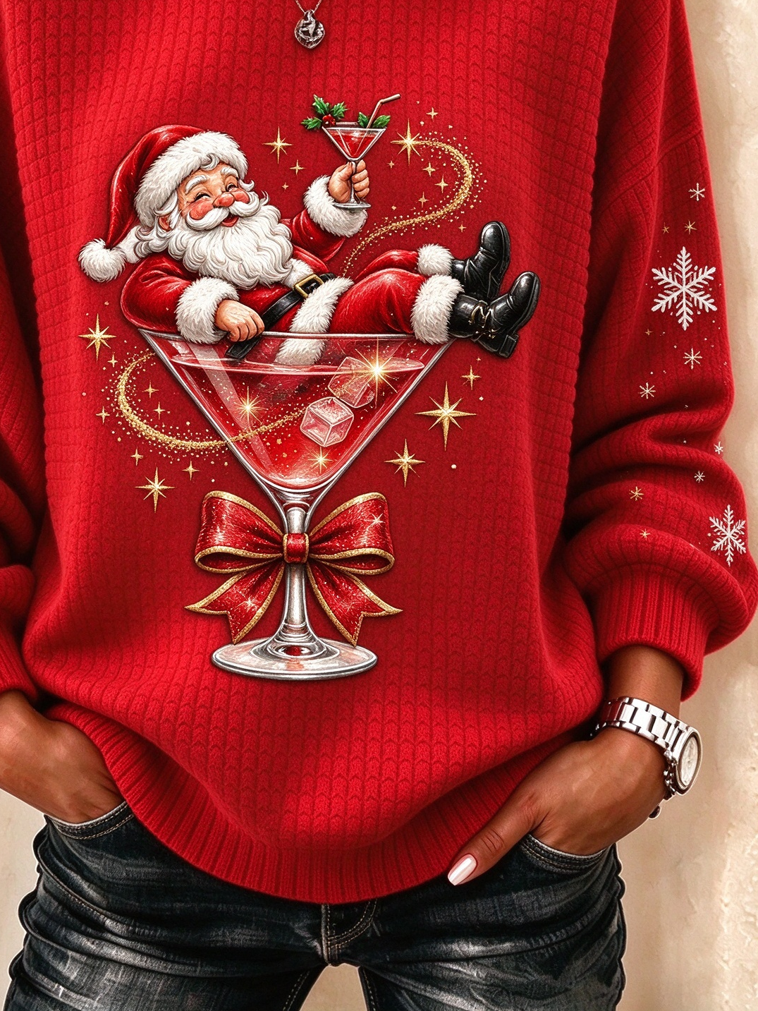 Casual Santa Claus Crew Neck Long Sleeve Sweatshirt