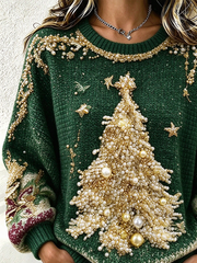 Casual Christmas Crew Neck Long Sleeve Sweatshirt