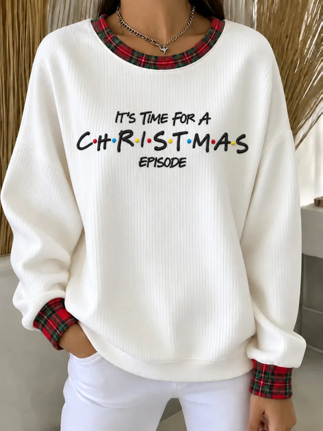 Casual Text Letters Crew Neck Long Sleeve Sweatshirt