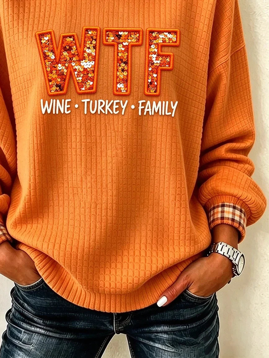 Casual Plaid Crew Neck Long Sleeve Sweatshirt
