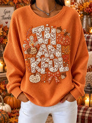 Casual Maple Leaf Crew Neck Long Sleeve Sweatshirt
