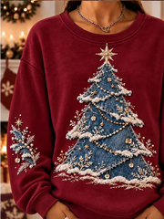 Vintage Casual Christmas Crew Neck Long Sleeve Sweatshirt