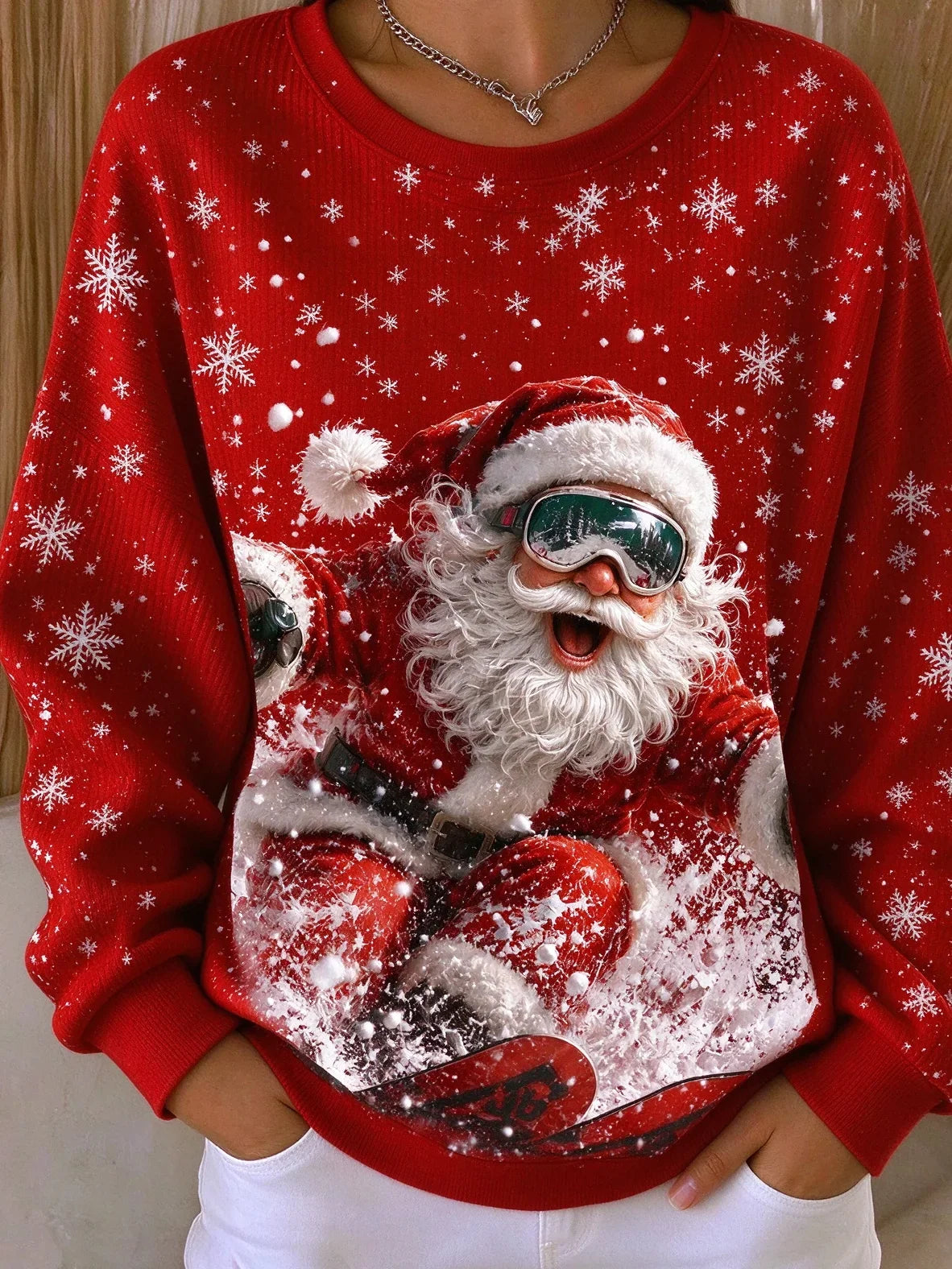 Casual Santa Claus Crew Neck Long Sleeve Sweatshirt