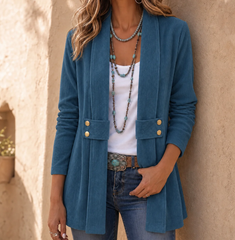 Women Open Front Ribbed Corduroy Jacket