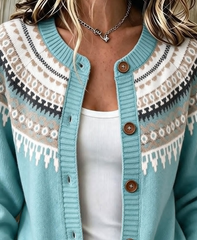 Women Casual Printed Button Front Long Sleeve Cardigan