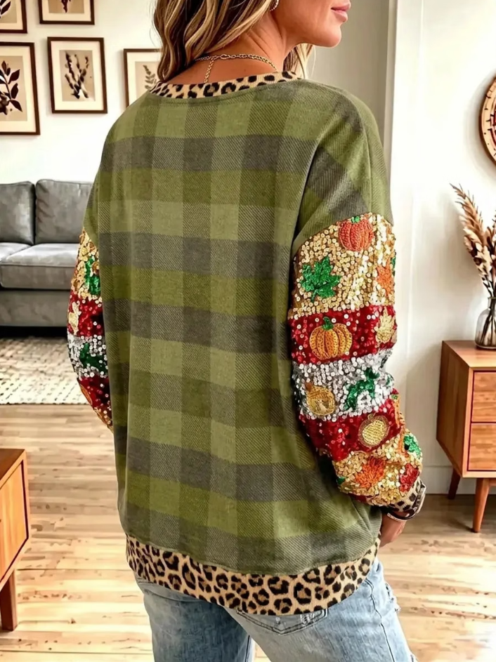 Vintage Casual Elegant Sparkly Thanksgiving Chicken Sweatshirt