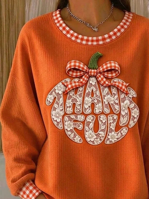 Thanksgiving Day Pumpkin Pattern Loose Casual Printing Sweatshirt
