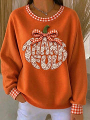 Thanksgiving Day Pumpkin Pattern Loose Casual Printing Sweatshirt
