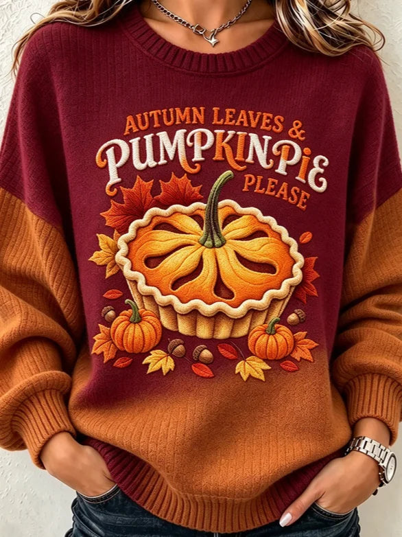 Women's Casual Thanksgiving Pumpkin Pie Sweatshirt