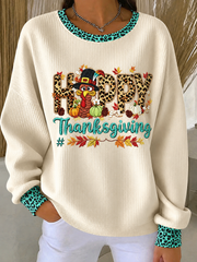 Crew Neck Printing Thanksgiving Day Casual Sweatshirt