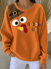 Playful Crew Neck Casual Sweatshirt