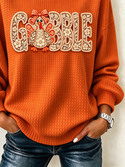 Turkey Printing Casual Crew Neck Sweatshirt