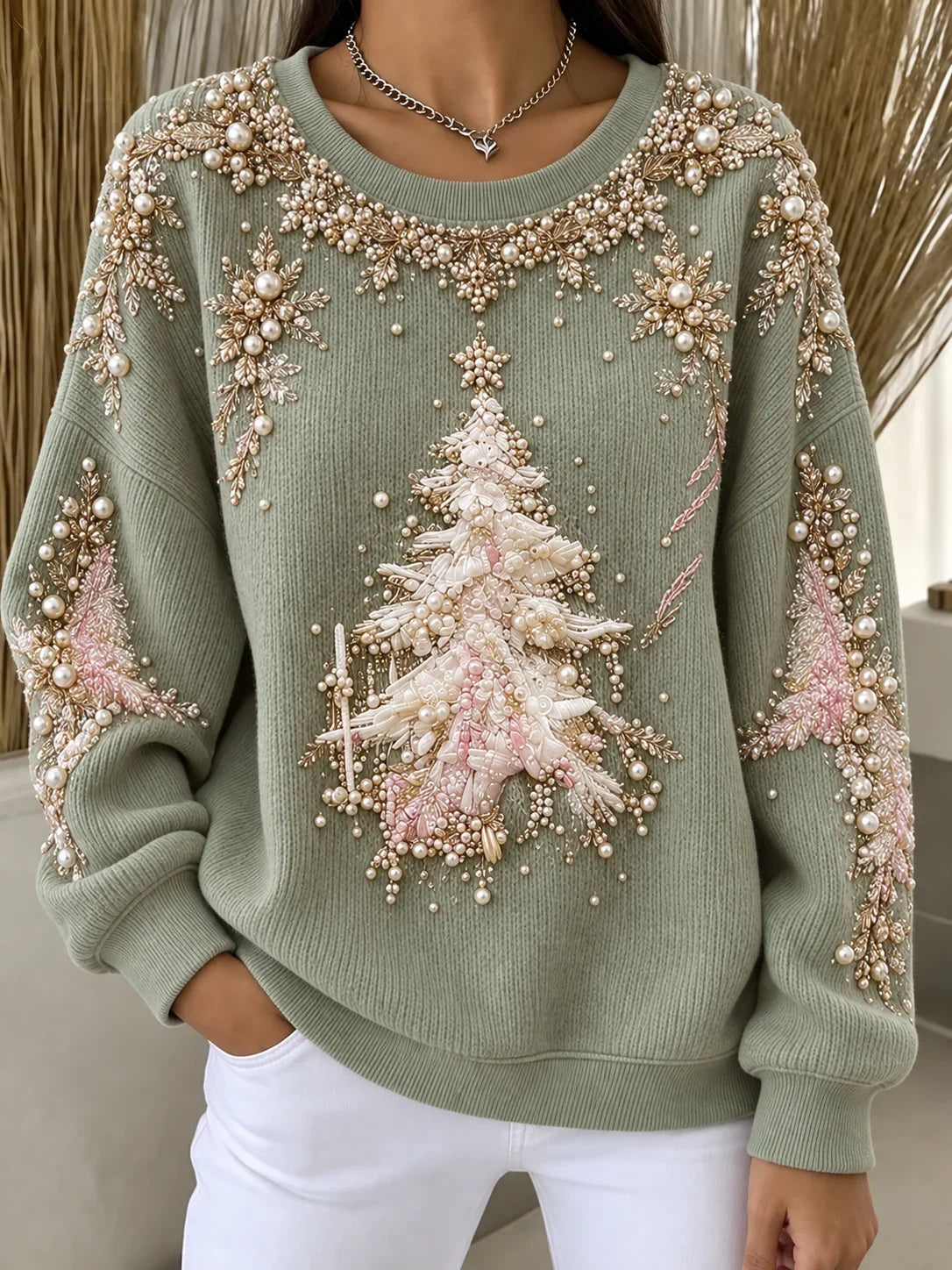 Christmas Tree Crew Neck Casual Sweatshirt