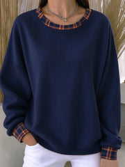 Casual Plaid Crew Neck Long Sleeve Sweatshirt
