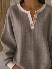 Casual Plain Crew Neck Long Sleeve Sweatshirt