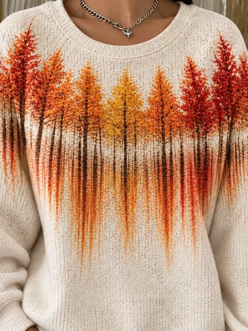 Casual Tree Crew Neck Long Sleeve Sweatshirt