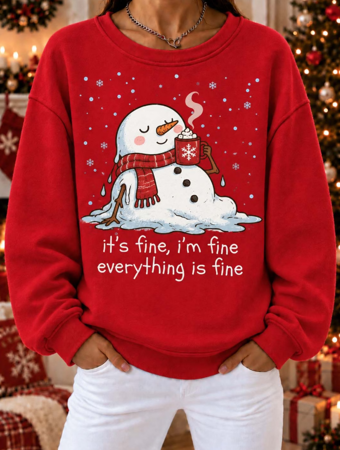 Women Casual Melting Snowman Sweatshirt