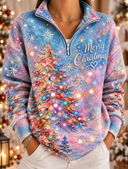 Women Christmas Tree Art Printed Casual Sweatshirt
