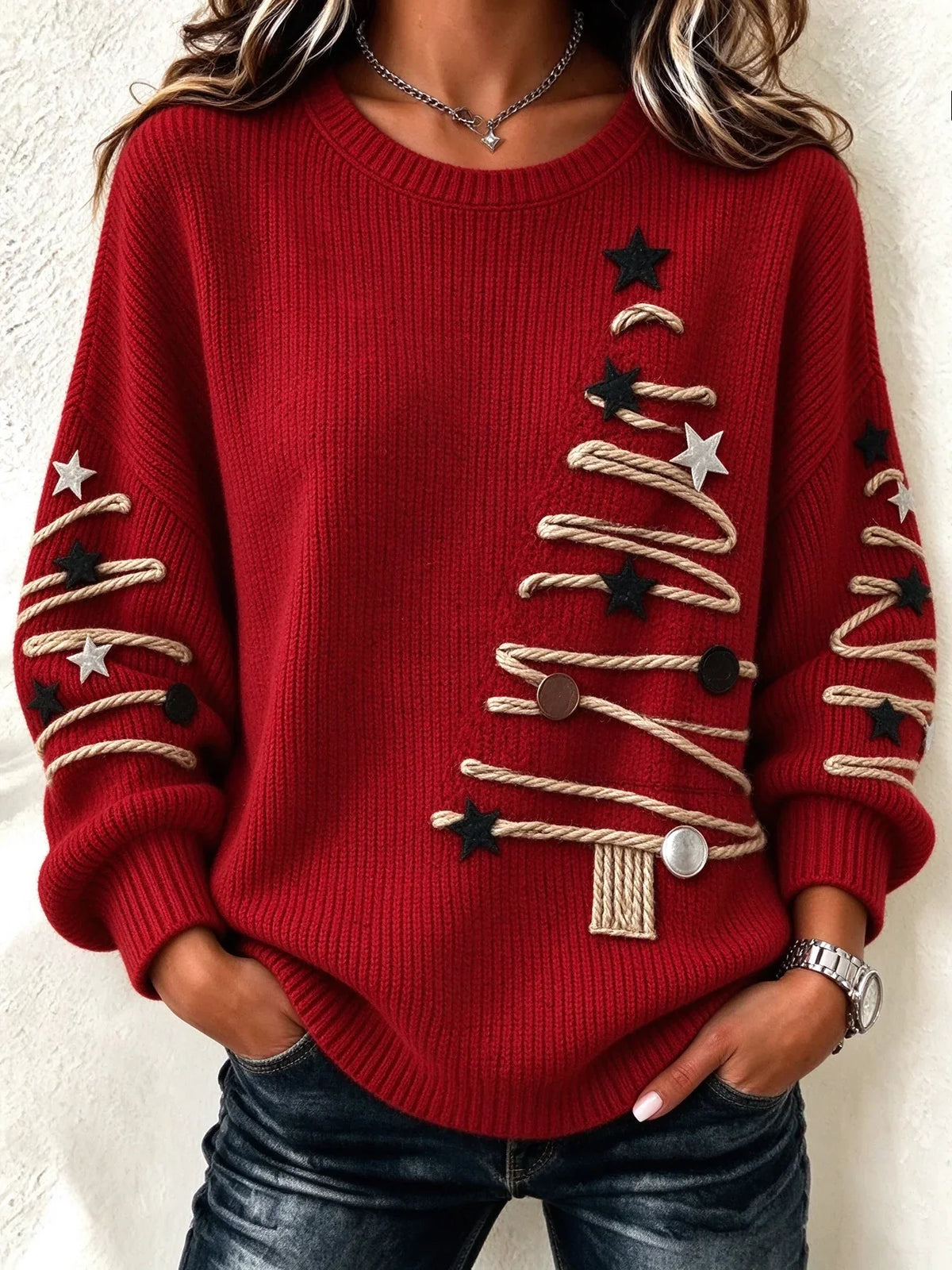 Crew Neck Printing Christmas Casual Sweatshirt