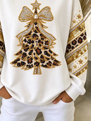 Casual Crew Neck Regular Fit Christmas Tree Vintage Sweatshirt