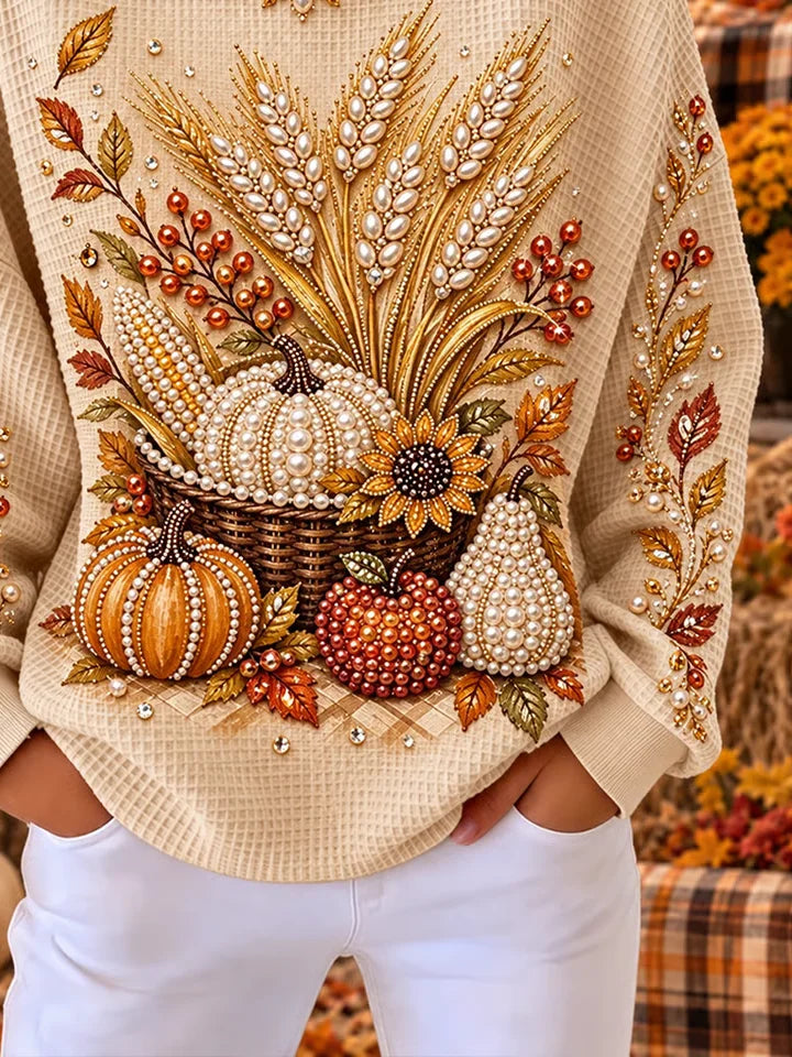 Casual Sunflower Crew Neck Long Sleeve Sweatshirt