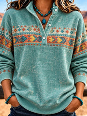 Vintage Ethnic Stand Collar Long Sleeve Sweatshirt