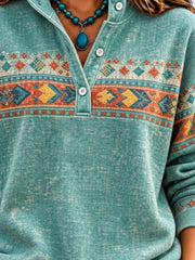Vintage Ethnic Stand Collar Long Sleeve Sweatshirt