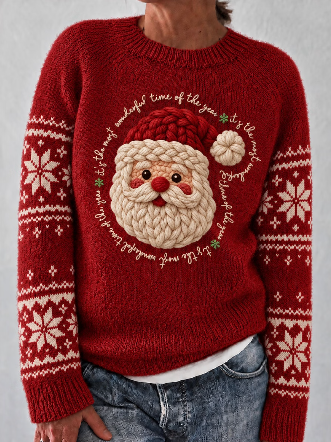 Women Casual Christmas Santa Print Sweater