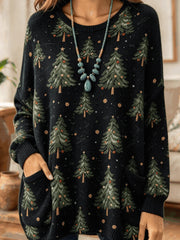 Women Christmas Tree Long Sleeve Comfy Simple Sweater