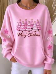Christmas Casual Solid Crew Neck Sweatshirt