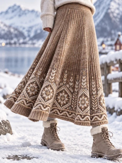 Casual Elegant Geometric A Line Natural Printing Maxi Skirt