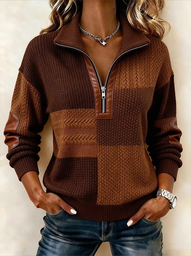 Casual Abstract Stand Collar Long Sleeve Sweatshirt