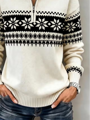 Casual Abstract Shawl Collar Long Sleeve Sweatshirt