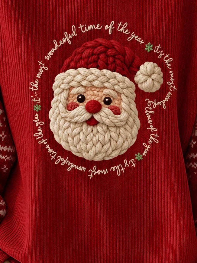 Casual Santa Claus Cheerful Crew Neck Long Sleeve Sweatshirt