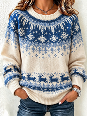 Women Geometric Classic Long Sleeve Comfy Casual Sweater