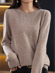 Plain Casual Loose Long Sleeve Crew Neck Yarn/Wool Yarn Daily Sweater