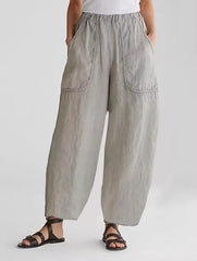 Solid Patched Pockets Casual Pants