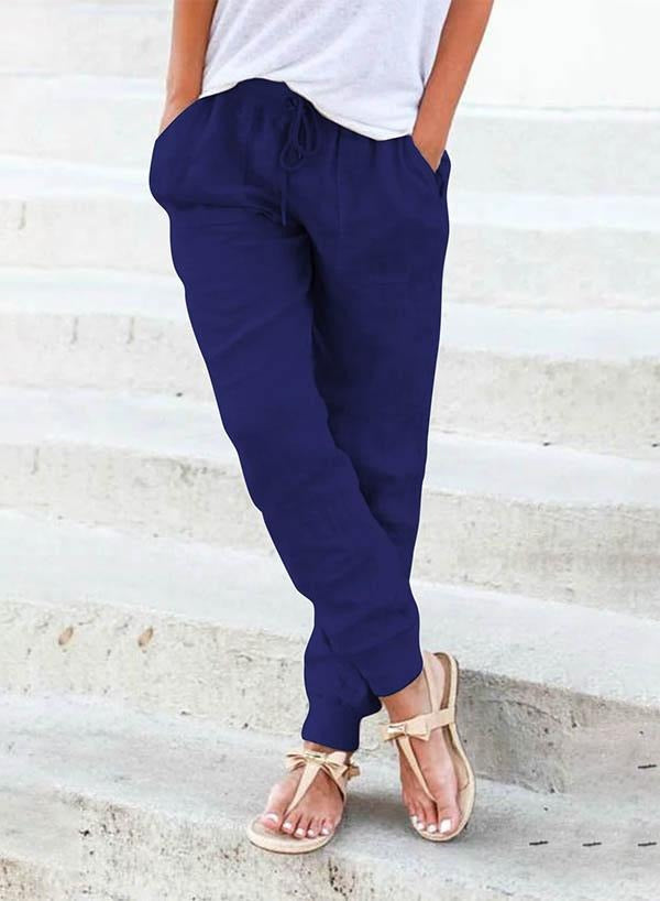 Women's Solid Color with Pockets Casual Loose Pants