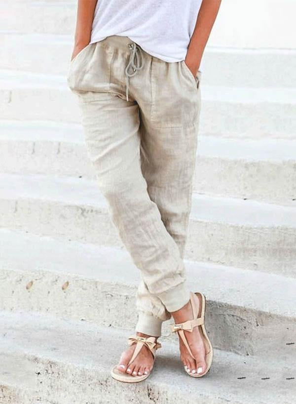 Women's Solid Color with Pockets Casual Loose Pants