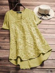 Women's V-neck Floral Embroidery Short Sleeves T-shirt
