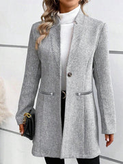 Plain Long Sleeve Pocket Casual Outerwear