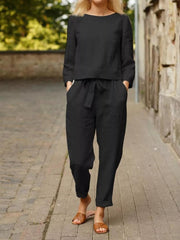 Solid Color Casual Long Sleeves Two Piece Suit
