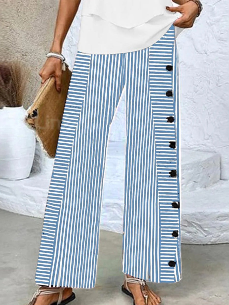 Striped Print Casual Pants
