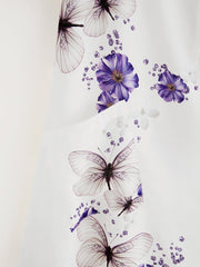 Floral Print Round Neck Short Sleeve Midi Dress With Side Pockets